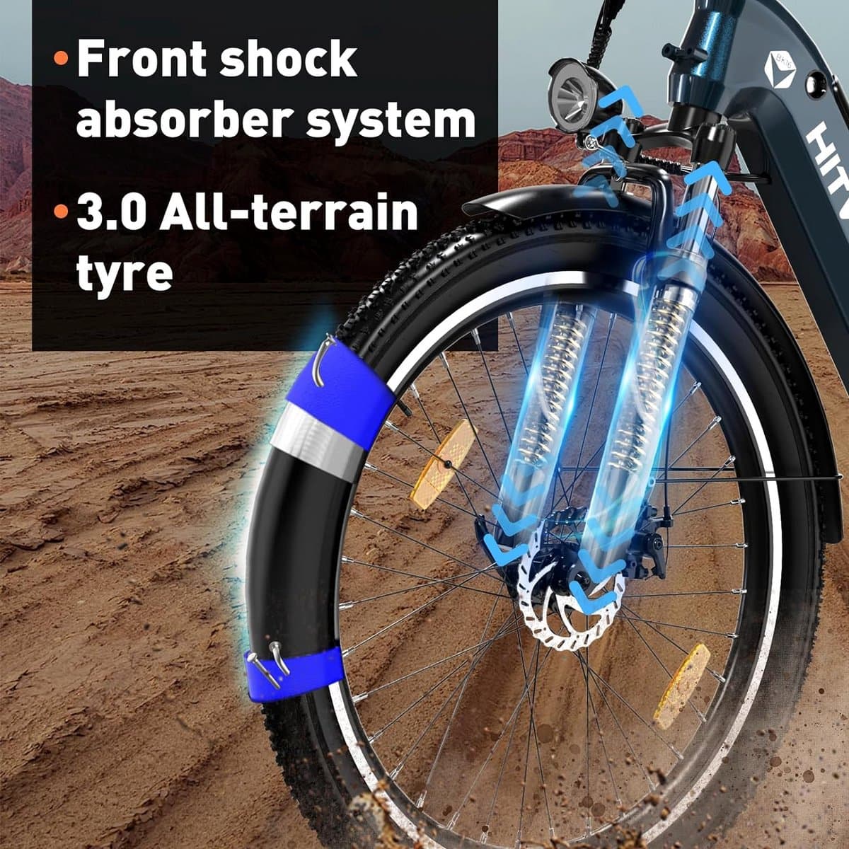 Hitway Elektrische Fiets BK16 - Trendy 26*3.0 Inch City Commuter EBike met Afneembare 48V 18Ah Lithium Batterij - Mountain E-Bike met 250W Motor - 7 Versnellingen - IP54 Waterdicht thumbnail 8