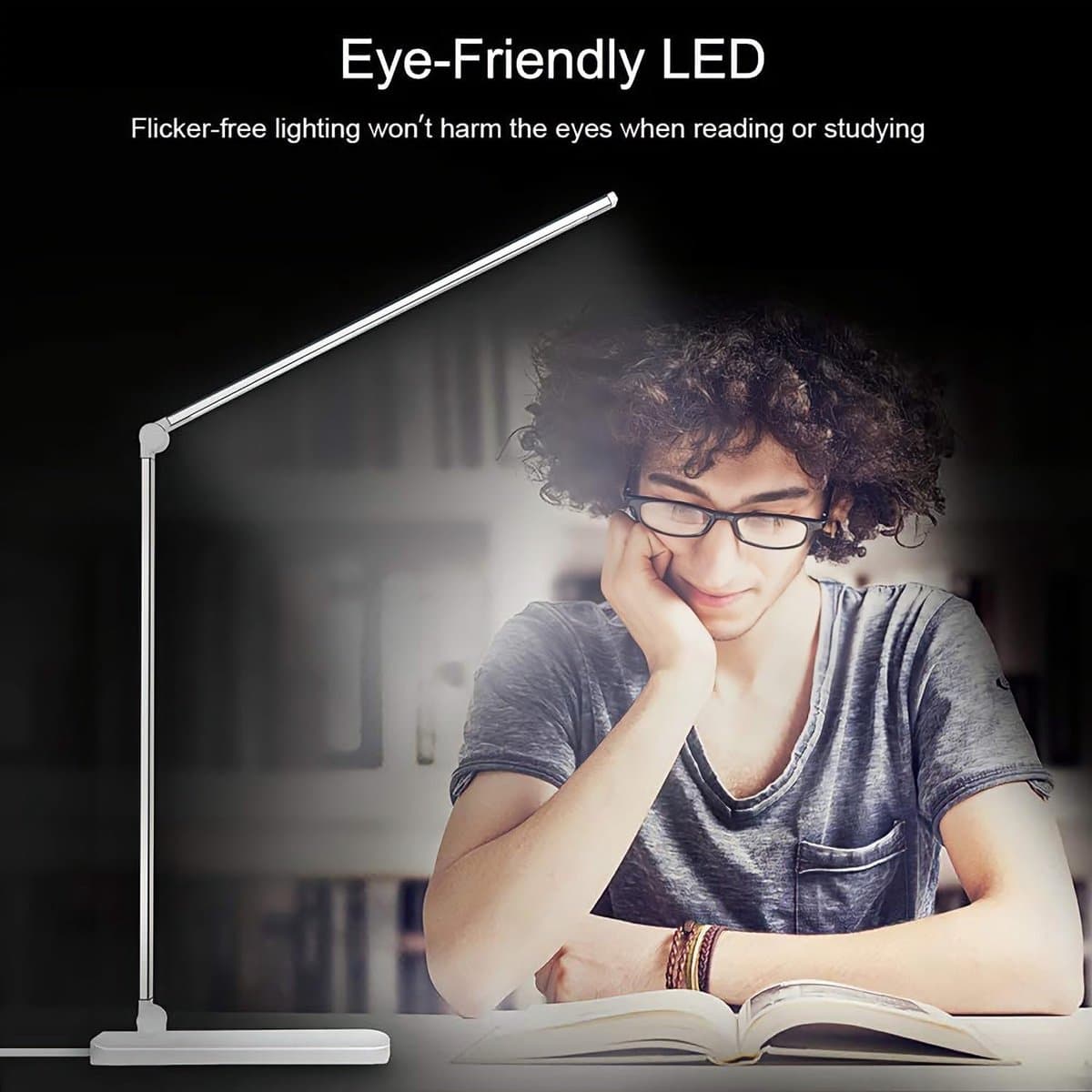 Sounix LED Bureaulamp Oplaadbaar - 5 Lichtkleuren - Dimbare Tafellamp met USB-Oplaadpoort - Oogvriendelijke Leeslamp voor Kantoor, Studie en Slaapkamer - Wit thumbnail 5