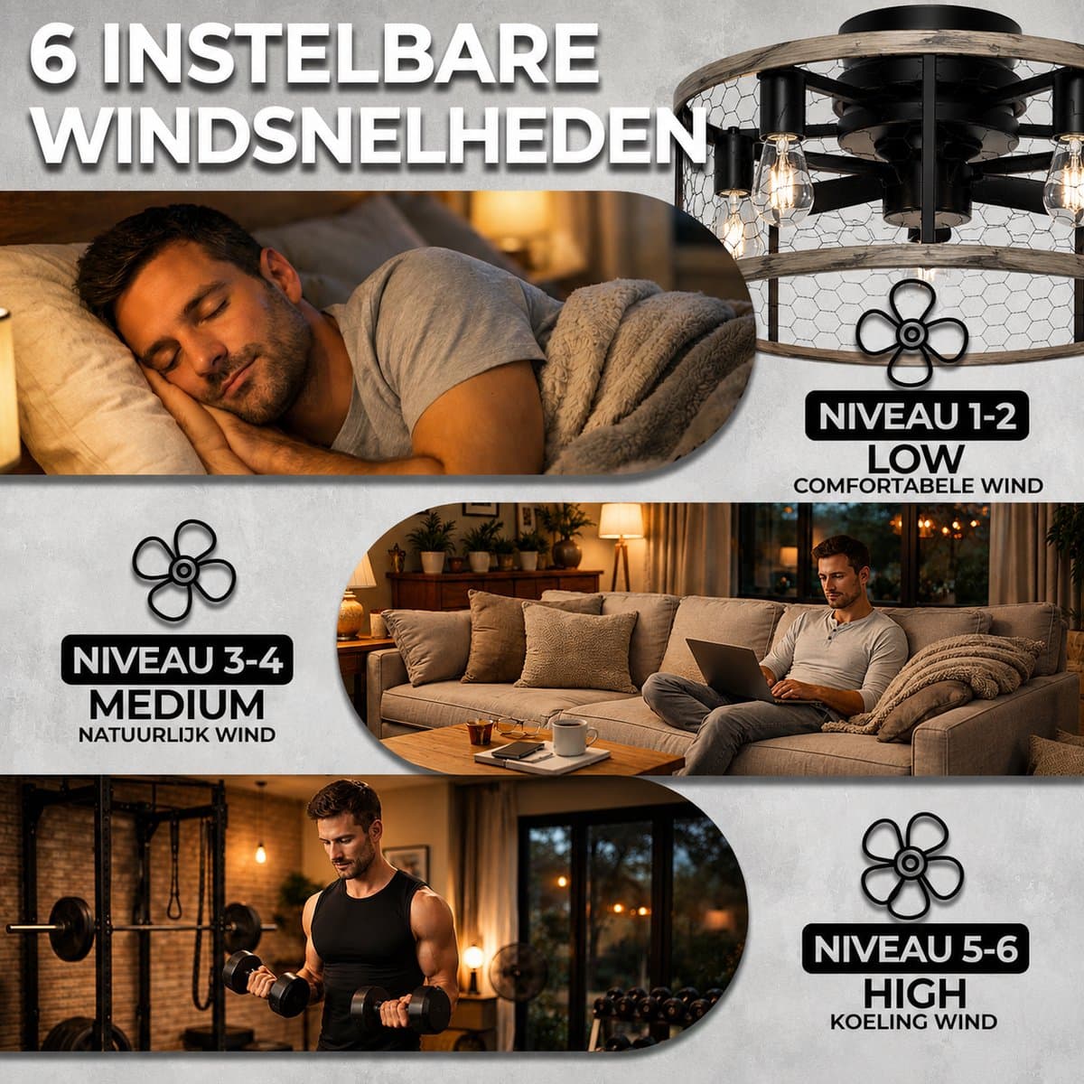 WERYOU® illuminAIR Plafondventilator - Plafonniere - Plafondventilator met Afstandsbediening - Plafondlamp - Plafond ventilator met Verlichting - Ventilator lamp thumbnail 7