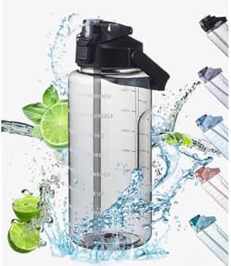 Productfoto van 2-liter waterfles met kleurverloop, handvat, waterdicht, Geschikt Geschikt wandelen, sporten en fitness (zwart).