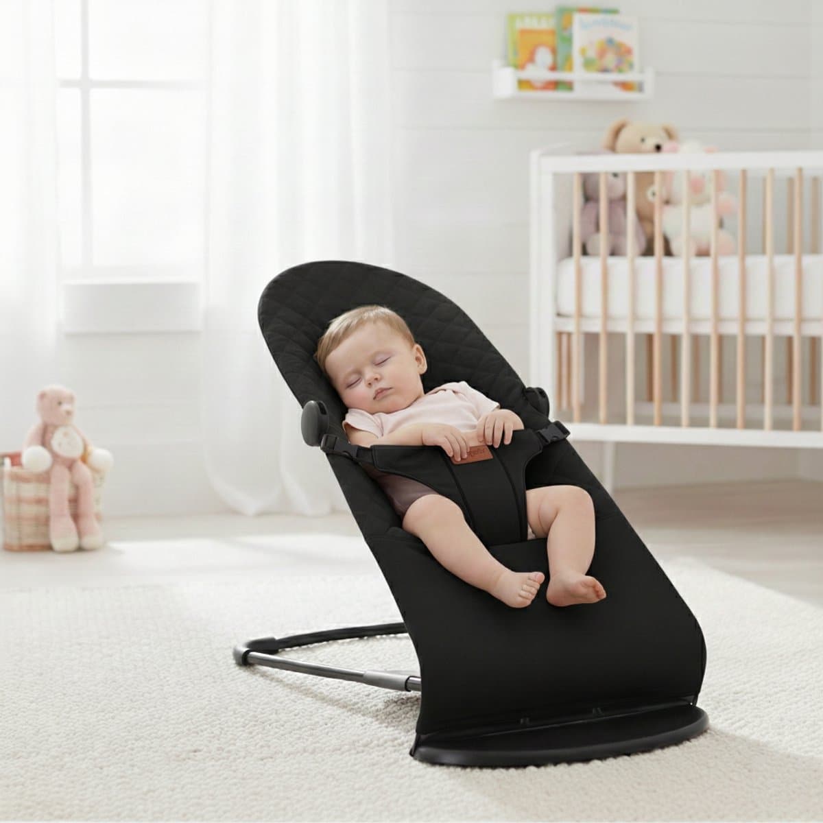 BayBoo Wipstoel Zwart - Baby Bouncer - Makkelijk Meenemen - Swing Stoel thumbnail 4