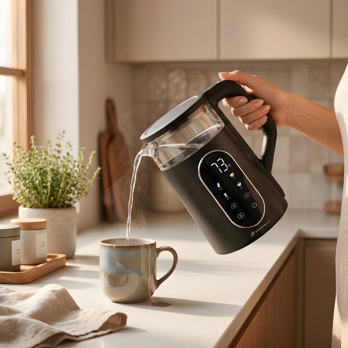 HomeShift Waterkoker 1,7L | Temperatuurregeling & Warmhoudfunctie thumbnail 5