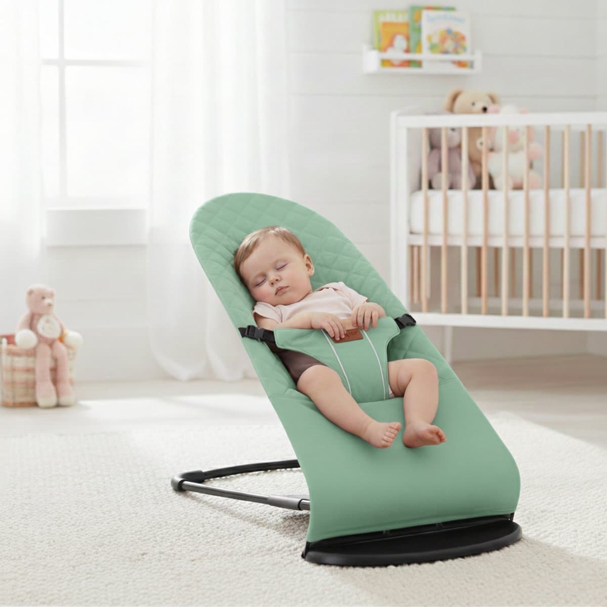 BayBoo Wipstoel Groen - Baby Bouncer - Makkelijk Meenemen - Swing Stoel thumbnail 4