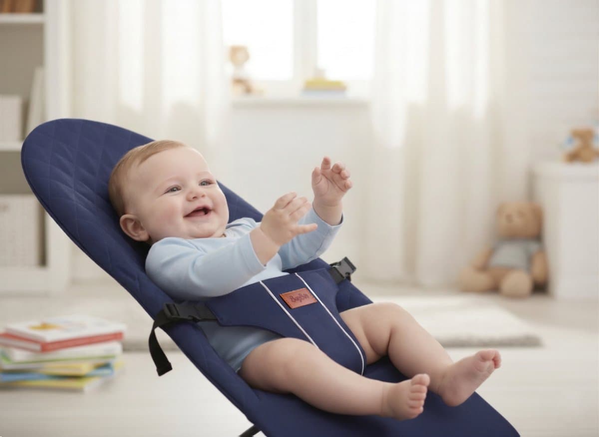 BayBoo Wipstoel Blauw - Baby Bouncer - Makkelijk Meenemen - Swing Stoel thumbnail 5
