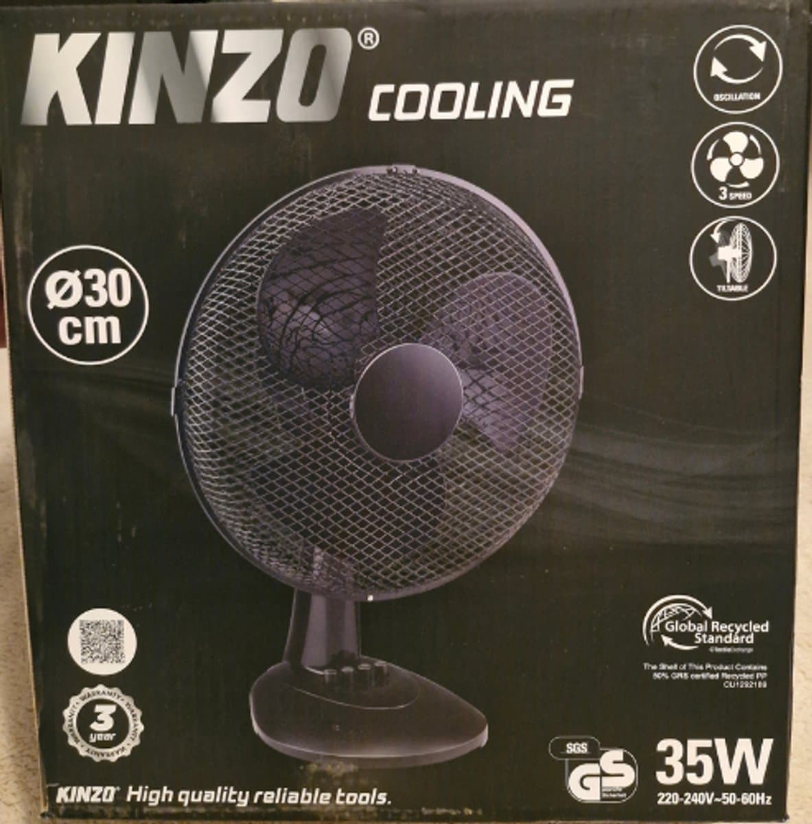 Mavora Ventilator tafel zwart - 35W, 3 snelheden, 85° zwenk thumbnail 3