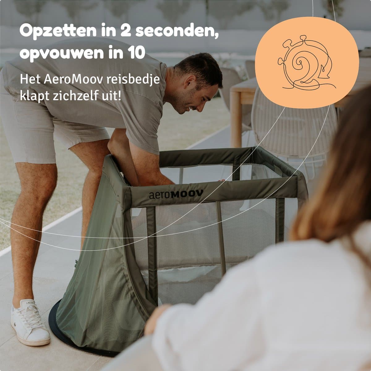 AeroMoov Campingbedje / Reisbedje met matras - voor baby én peuter - met bodemverhoger - Opgezet in 2s - Green Moss thumbnail 3