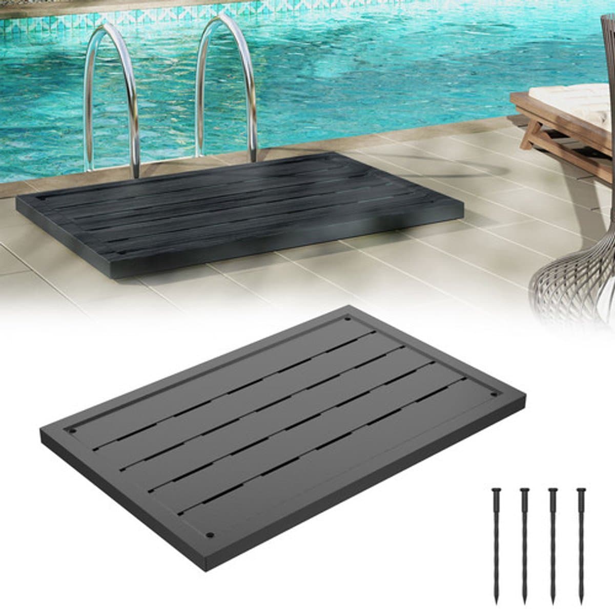 100 x 65 x 4 cm Kunststof Bodemplaat, Douchematten Voor binnen en buiten, Lichte antislip, Weerbestendige,Bodemelement Voor Zonnedouche,Tuindouche, Zwembad,Badkamer