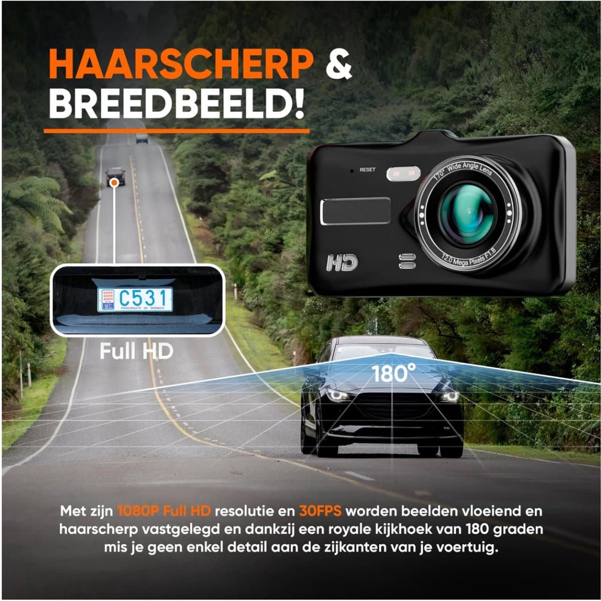 Dual Dashcam voor Auto - Voor en Achter - Full HD - Parkeermodus - 170° wijdhoeklens thumbnail 5