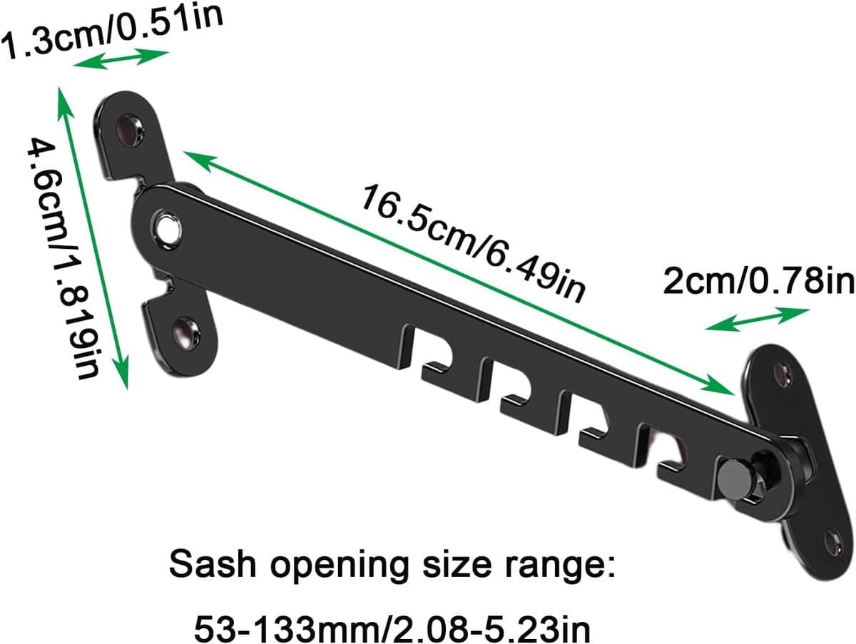 Raamvastzetter en Deurvastzetter - 2 stuks - Raambegrenzer - Raambeveiliging - Kinderslot Raam - Raam Slot - 16cm - met Bevestigingsmateriaal - Zwart thumbnail 5