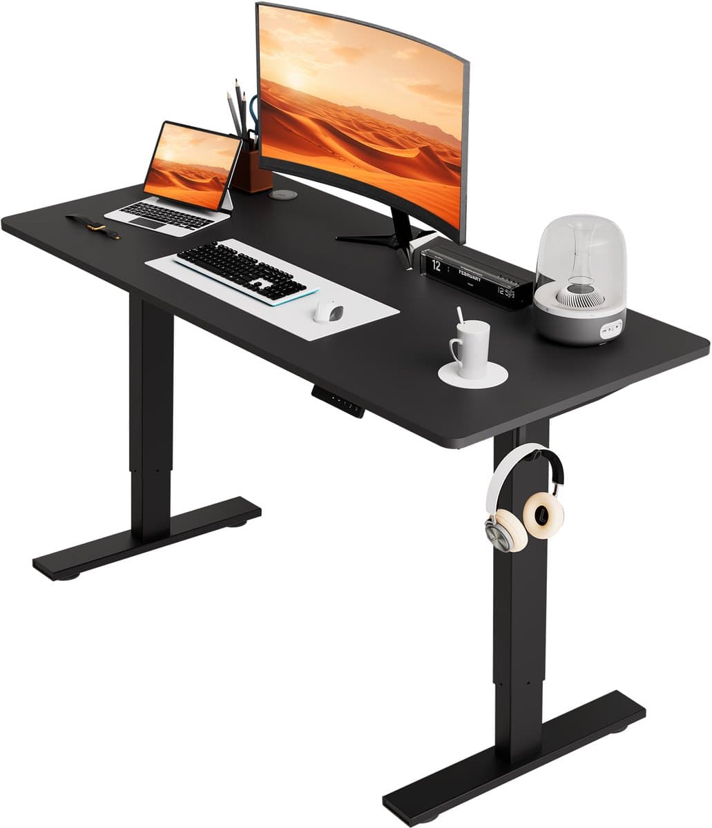 Zit-sta bureau 110 x 60 cm - Elektrisch in hoogte verstelbaar 70-117 cm - Anti-botsingstechnologie thumbnail 4