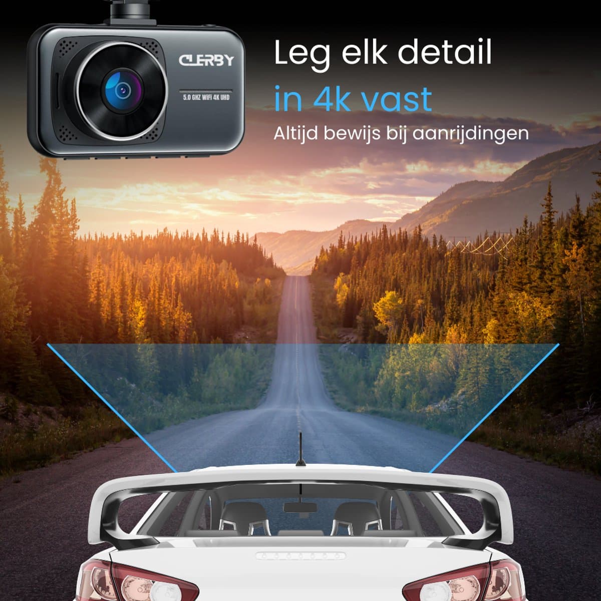 Clerby C1 Pro - Dual Dashcam 4K & 1080p - WiFi - GPS - Nachtzicht - Loop Opname - Inclusief App thumbnail 8