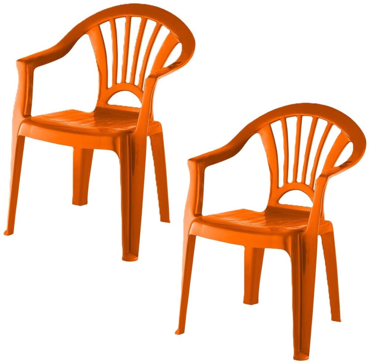 Camping Kinderstoel van kunststof - 2x - oranje - 37 x 31 x 51 cm - binnen/buiten