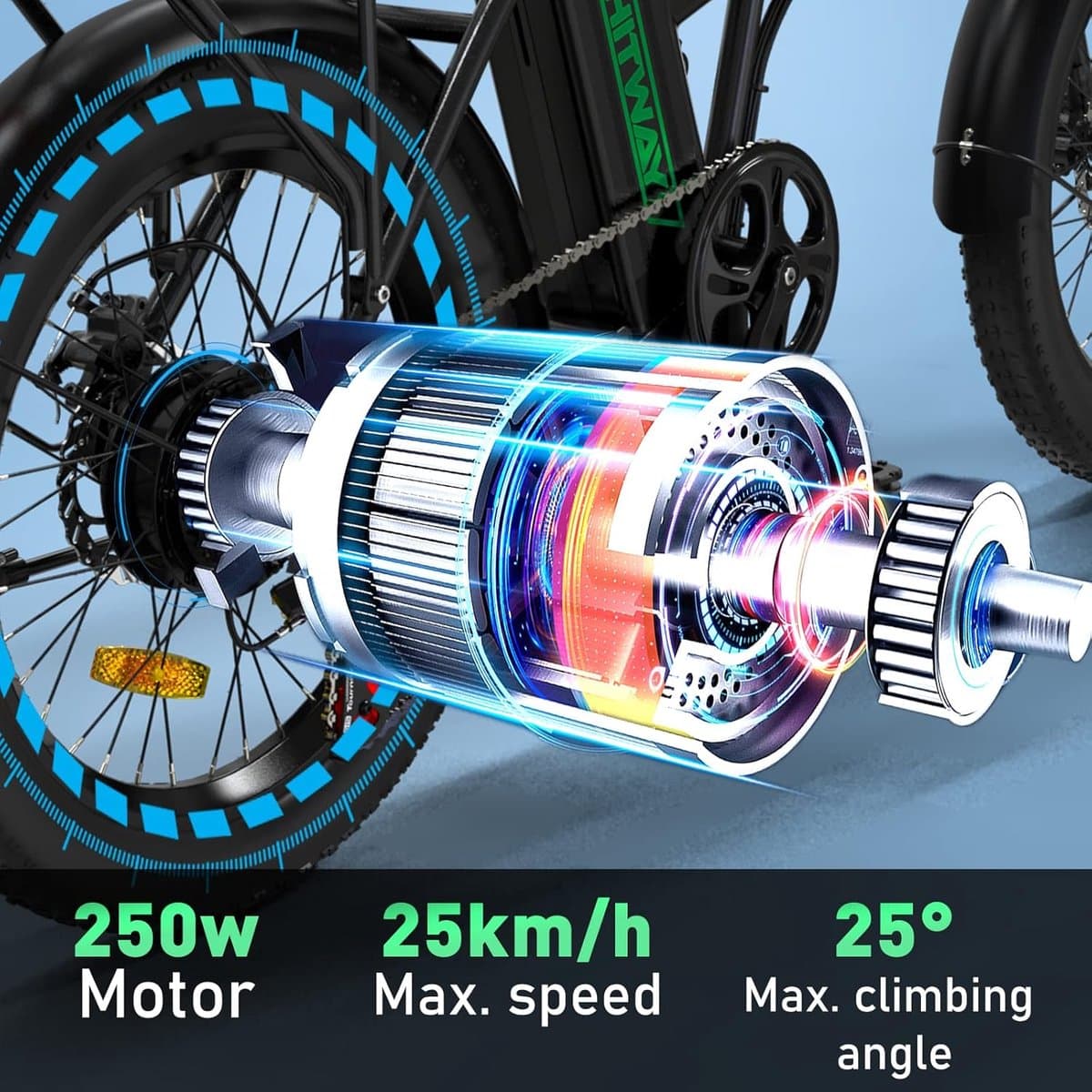 Hitway BK11 Fat Tire E-Bike - opvouwbaar, 250W, tot 90km bereik thumbnail 5