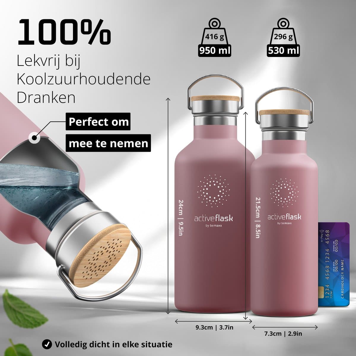 bemaxx Drinkfles met Rietje RVS Thermosfles ACTIVE FLASK (3 Drinkdoppen met Infuser), Volwassenen Kinderen, BPA-Vrij + Lekvrij | 1 Liter/500 ml Isoleerfles, Vacuüm Waterfles Sport Fitness Fietsen Water Fles Waterbidon Sportbidon thumbnail 7