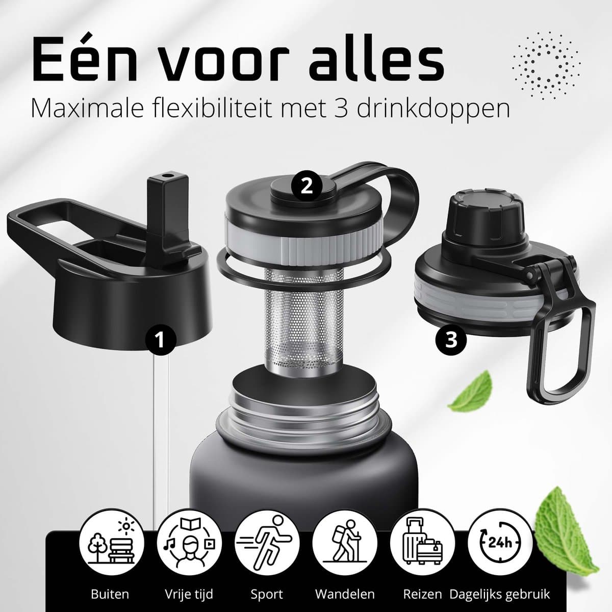 bemaxx ACTIVE FLASK 950 ml met drie drinkdoppen thumbnail 4