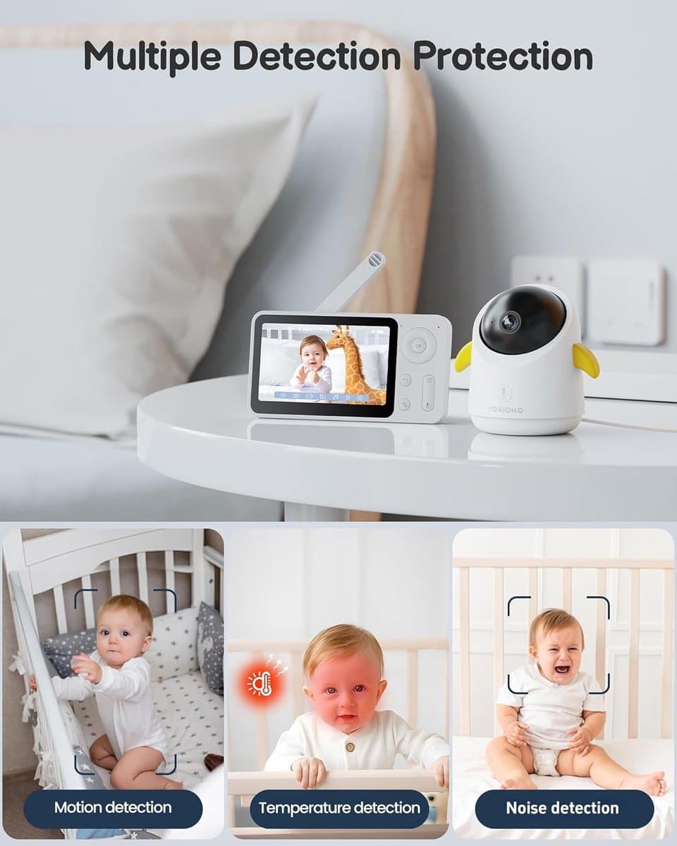 Boifun Baby 1SM - Babyfoon met Camera - 2MP & 4X Zoom - 4.3” HD WiFi Video Babyfoon met App - Nachtzicht - 2-Weg Talk thumbnail 6