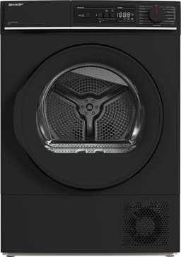 Productfoto van Sharp KDNHA8S6GBCCB- warmtepomp droger – 8 KG – energie label C – 15 programma’s – LED trommelverlichting – mat zwart