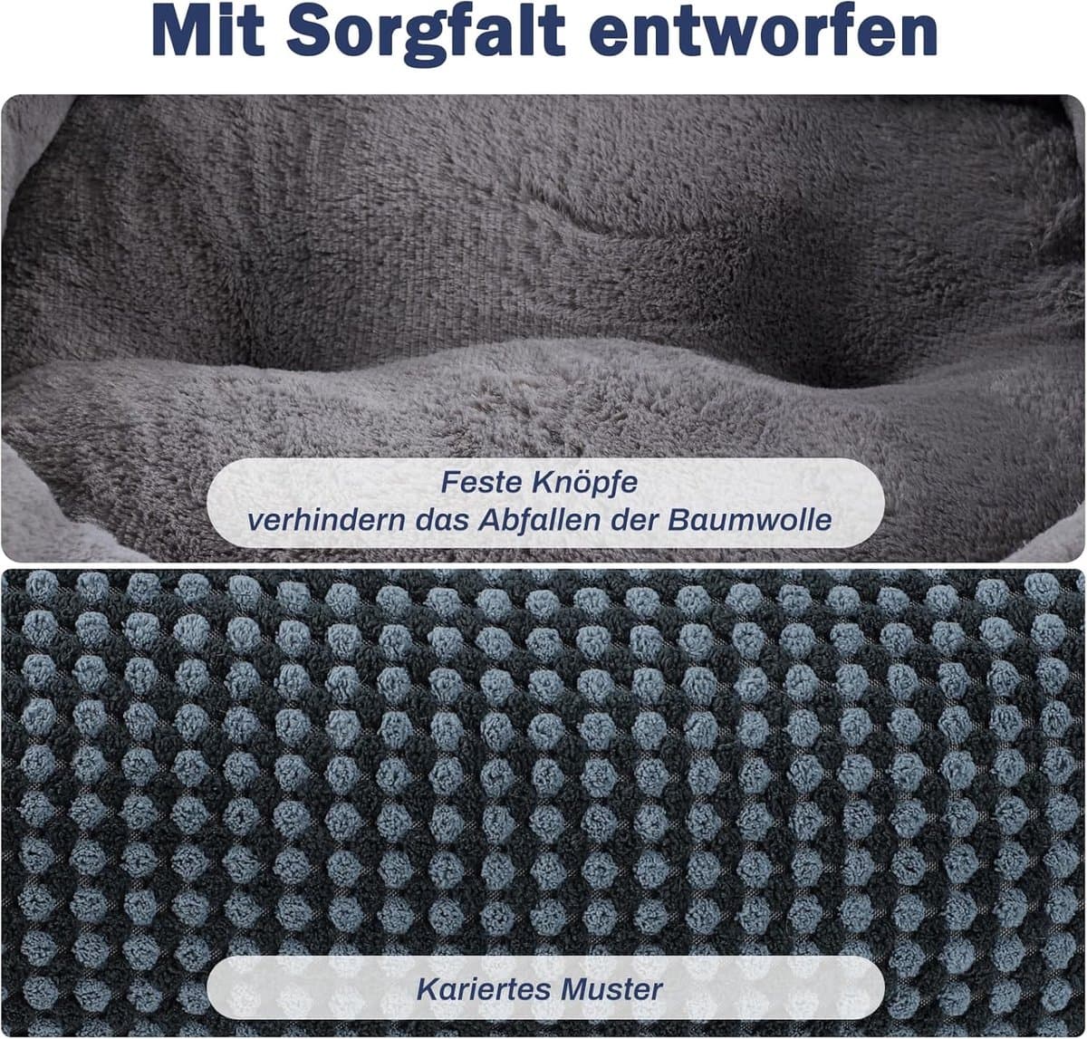 PromoHome XXL Zacht en Groot Formaat Hondenbed - Wasbaar Antislip Comfortabel Huisdierbed met Verhoogde Randen voor Grote Honden en Katten - Donkerblauw thumbnail 7