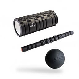 Productfoto van Matchu Sports - Foam roller set - Foamroller - Massage roller - Lacrosse bal - Massage bal -Massage stick roller - Zwart - Complete Massage set - 3 in 1