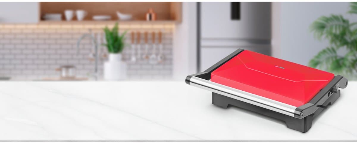 DailySupplies® Contactgrill - Tosti Apparaat - Tosti-ijzers - Panini Grill - Rood met zwart thumbnail 2