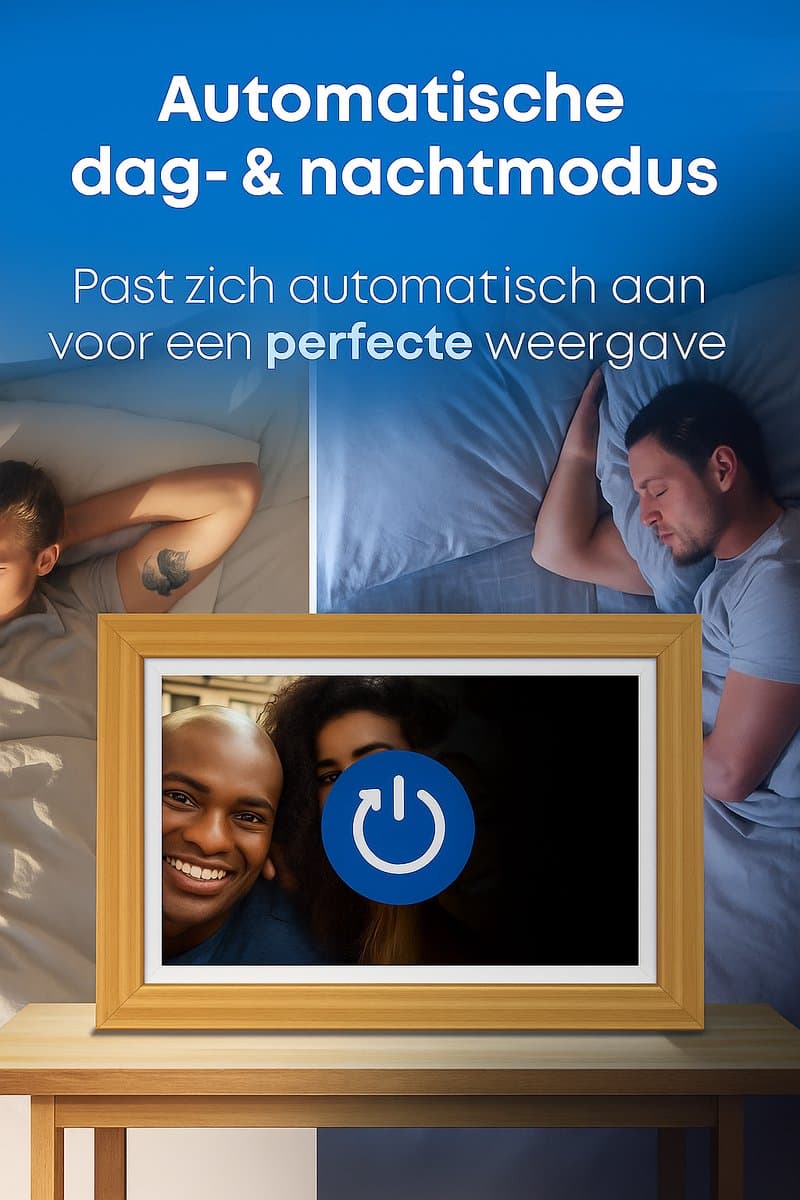 Digitale Fotolijst met Wifi en Frameo App - 10.1 inch - Fotokader - HD + Display - IPS Touchscreen - 16GB - Wooden thumbnail 6
