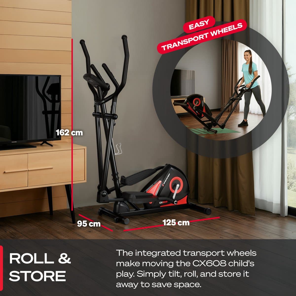 Sportstech CX608 - crosstrainer - magnetische weerstand - LCD display - polsmeter thumbnail 6