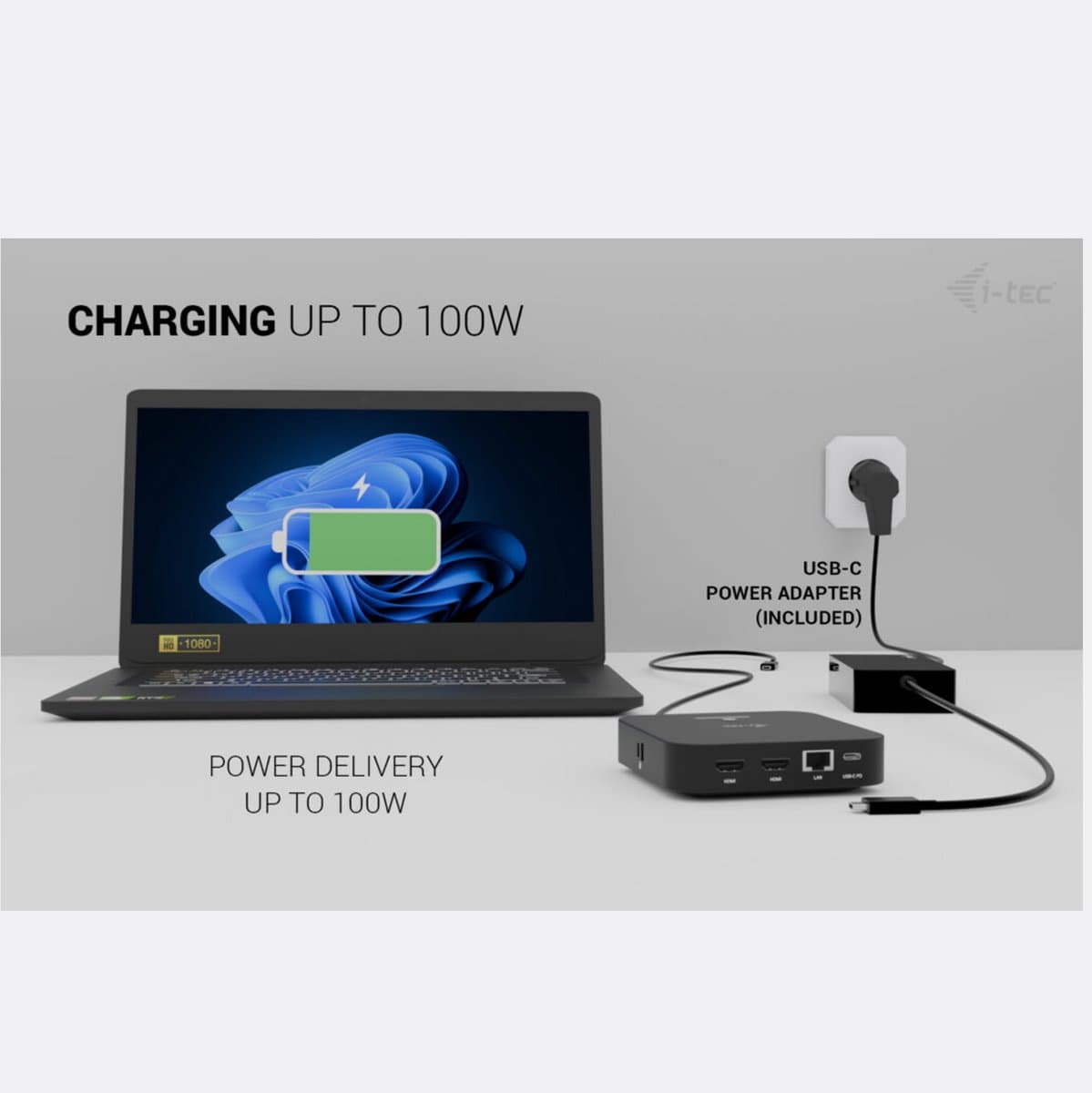 i-Tec - USB-C Docking Station - Compact - 2 x HDMI - 4 x USB-A - 2 x USB-C - Ethernet - Audio In/Uit - 100W opladen - Plug & Play thumbnail 6
