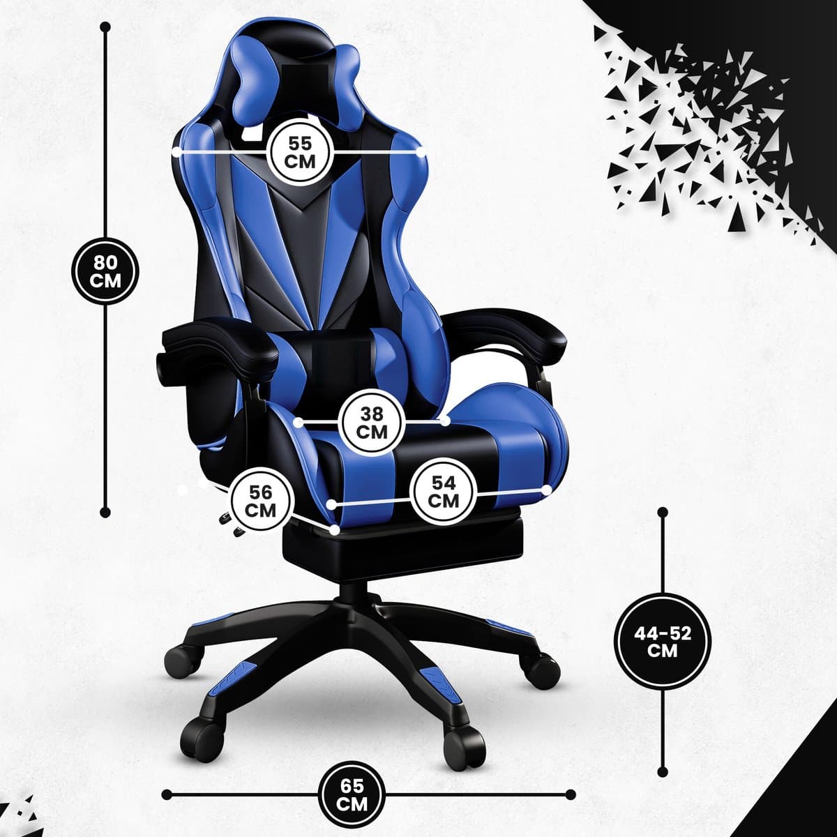 Bayt Gamestoel - Gaming chair - Gamingstoel - Comfort gamer stoel - Zwart en Donkerblauw thumbnail 4