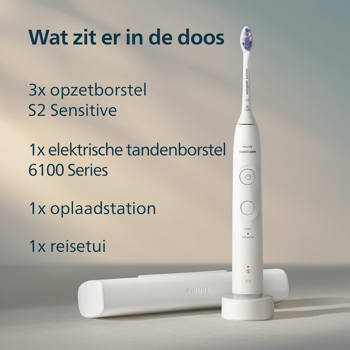 Philips Sonicare 6100 White HX7400/02 – Elektrische Tandenborstel met Reisetui - 2 Poetsstanden en Zichtbare Druksensor – Beste Getest bij Gevoelig Tandvlees en Gevoelige Tanden - Met 3 Sensitive Opzetborstels thumbnail 7