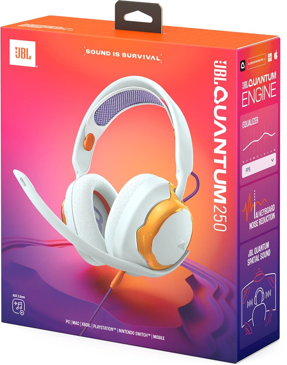 JBL Quantum 250 - Bedrade Gaming Headset - Over-ear Koptelefoon met Microfoon - 3.5 mm Jack - Voor PC, PlayStation, Xbox & Laptop - Licht Teal/Oranje thumbnail 6