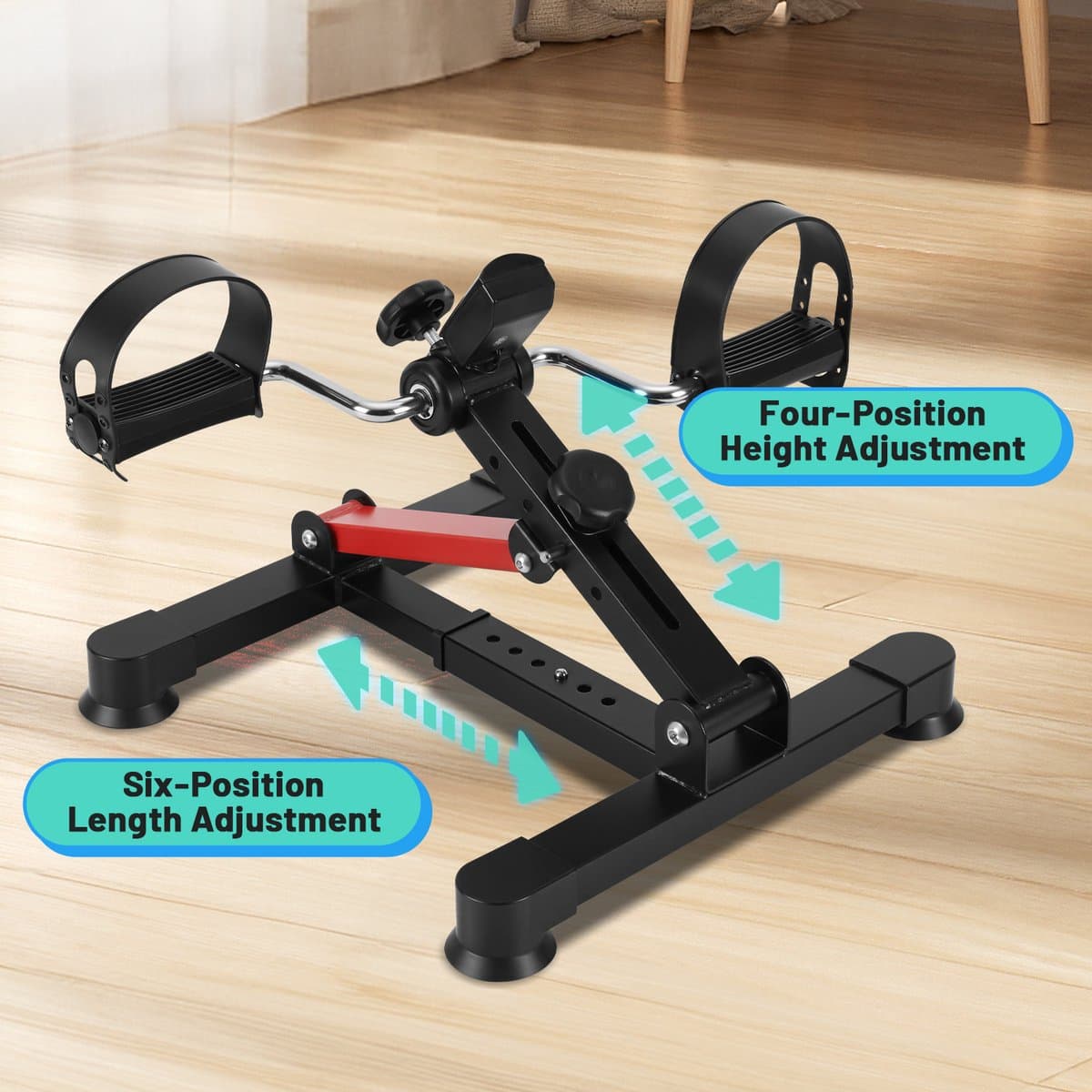 Revalidatiefiets | Hometrainer armen benen | Mini hometrainer | Rotor fiets | Oefenfiets senioren | Opvouwbare hometrainer | Fitness voor ouderen | Thuisrevalidatie | Revalidatieapparaat | Bureaufiets | zwartrood thumbnail 3