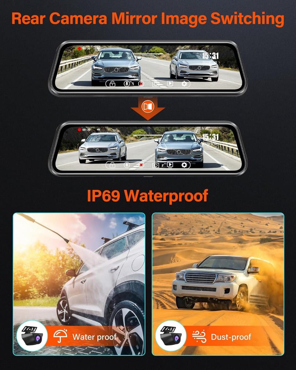 Dashcam voor auto voor en achter – Dual dashcam – Voor- en achtercamera – Autocamera – Full HD dashcam – Dashcam met nachtzicht – Dashcam met bewegingssensor – Groothoeklens – Parkeermodus – Loop recording – Dashcam met SD-kaart thumbnail 5