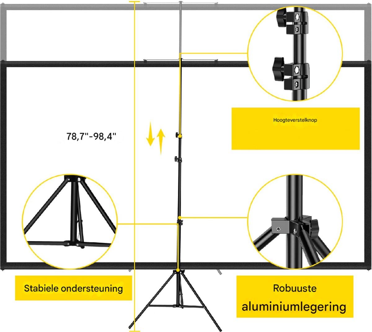 4K HD Projector Screen, Projectorscherm, Beamer Scherm, Beamer Doek - 60Inch thumbnail 4