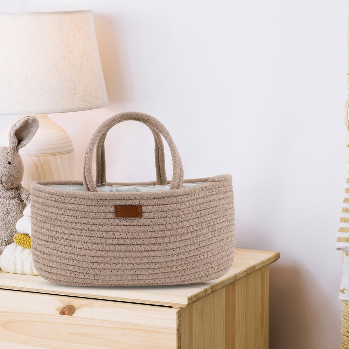 Muuzey Luiermandje - Crème - Luiermand - Luiertas en Commodemandje - Babykameraccessoires - Opbergmand kinderkamer - Kraamcadeau - Babyshower thumbnail 7