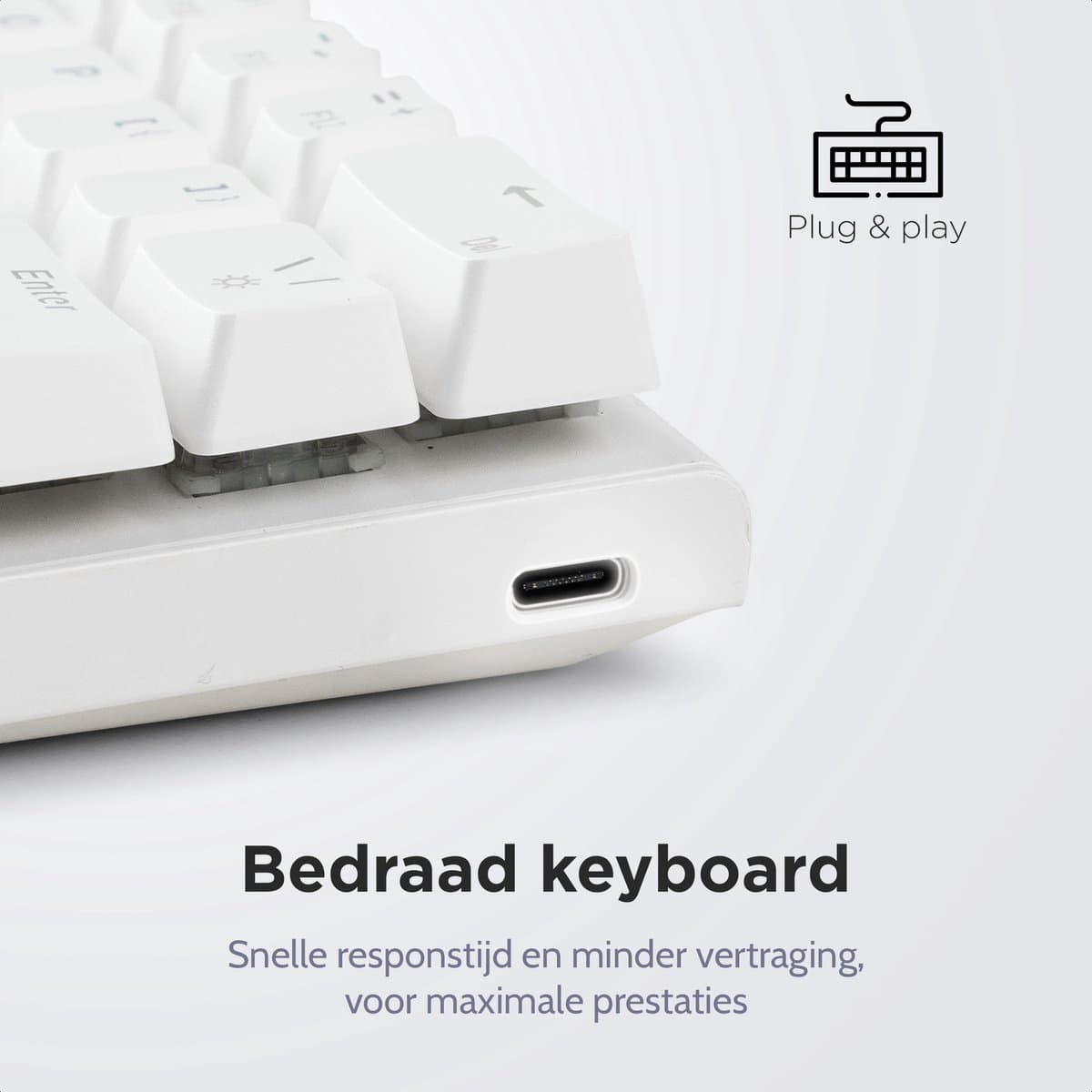 getcetera 60% Mechanisch Gaming Toetsenbord - Red Switches - RGB - QWERTY - USB-C Bedraad - Compact Wit thumbnail 7