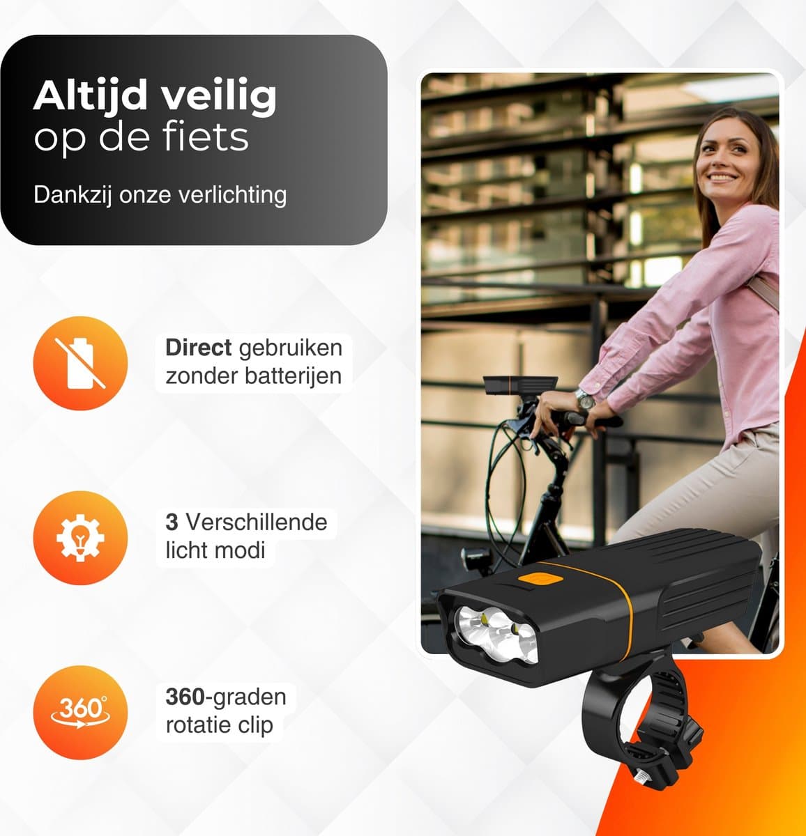 Fietsverlichting Set LED - Fietslamp Oplaadbaar - Fietslicht Voorlicht en Achterlicht - Waterdicht 500 Lumen MTB & Racefiets Verlichting - Fietslampjes thumbnail 5