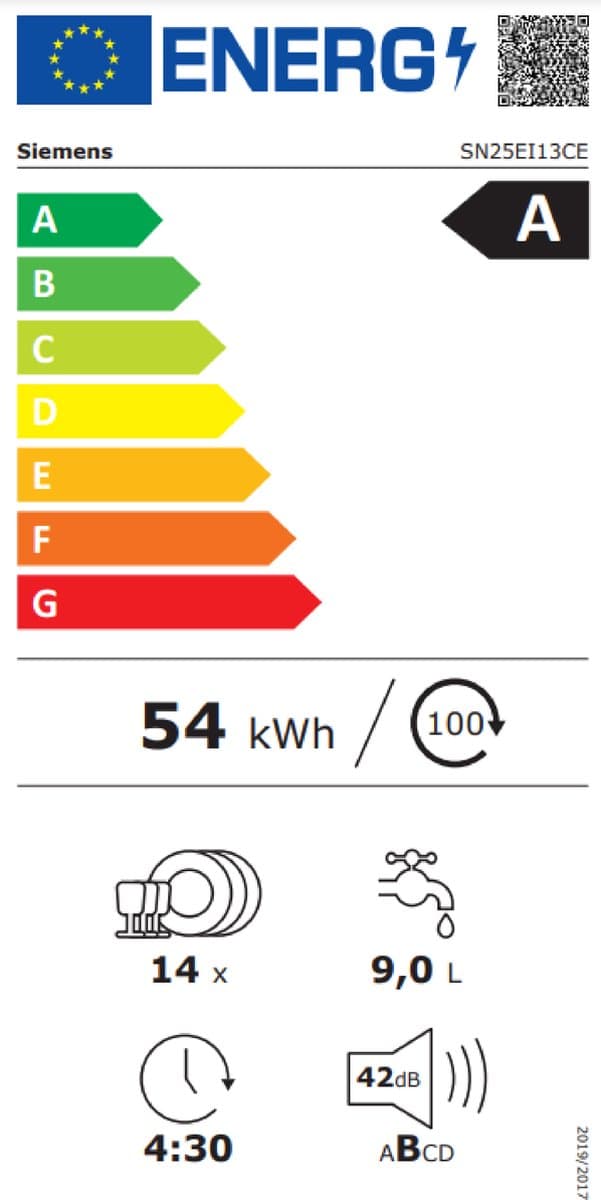 Siemens SN25EI13CE - iQ500 - Vaatwasser - Vrijstaande vaatwasser - 60 cm - Anti-fingerprint - Energielabel A - varioSpeed Plus : je vaat tot wel drie keer zo snel schoon - Home Connect thumbnail 2