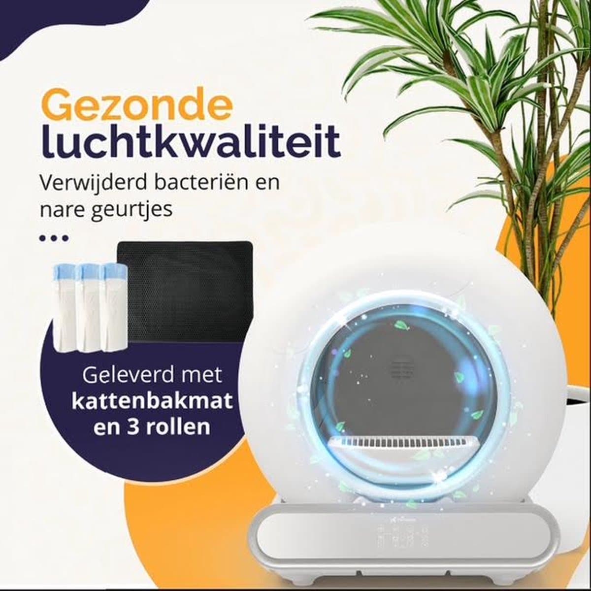 Viervoeter Fresh 2 - Automatische Zelfreinigende Kattenbak – Bedienen via App – 65L - incl matje en 3 rollen opvangzakjes thumbnail 3