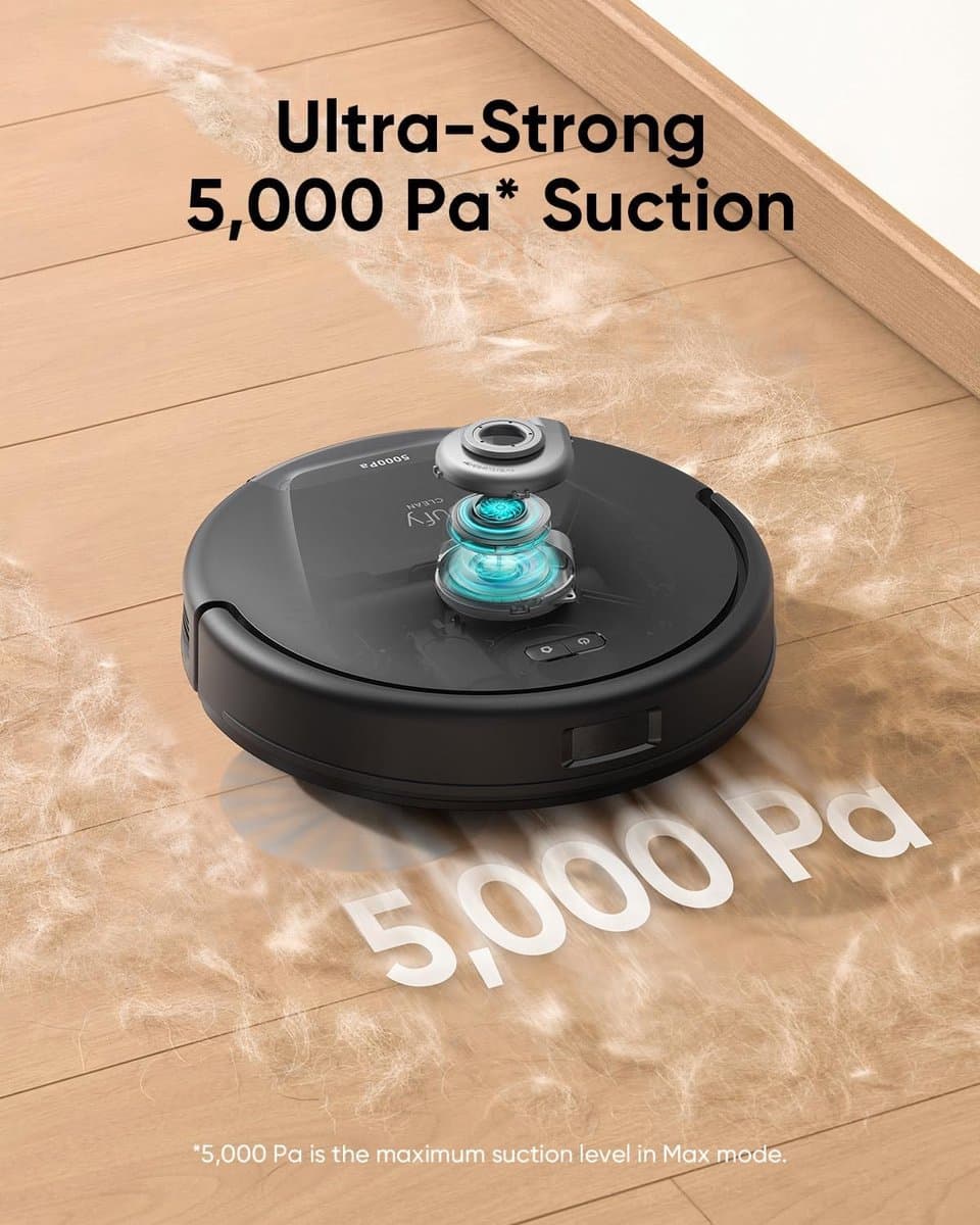 eufy Clean L60 Hybrid SES Robotstofzuiger met dweilfunctie en Vervangingssets - Robot Vacuum - 5.000 Pa Zuigkracht, Met automatisch leegstation, Bestuurbaar via smartphone thumbnail 3