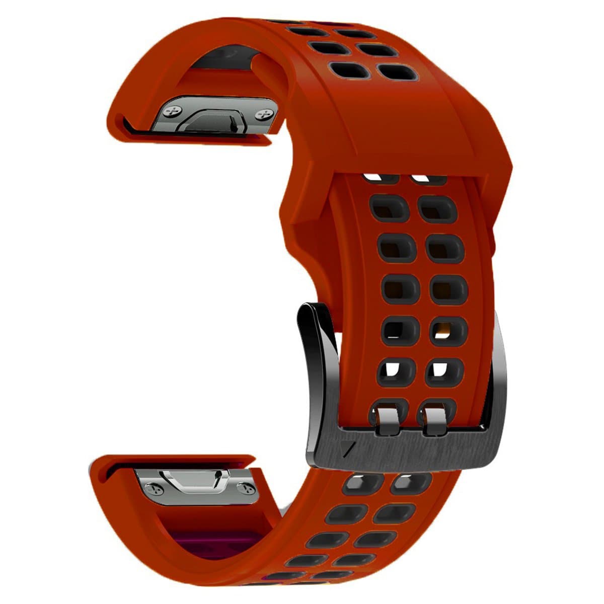 Stravo Zachte Siliconen Bandje met Dubbele Gesp - Garmin Fenix 5 (Plus)/Fenix 6 (Pro)/Fenix 7 (Pro-Sapphire-Solar)/Fenix 8-47mm/Fenix E-Garmin Epix (Pro) Gen 2-47mm - QuickFit 22mm Siliconen Horlogeband voor Garmin smartwatches - Rood thumbnail 6