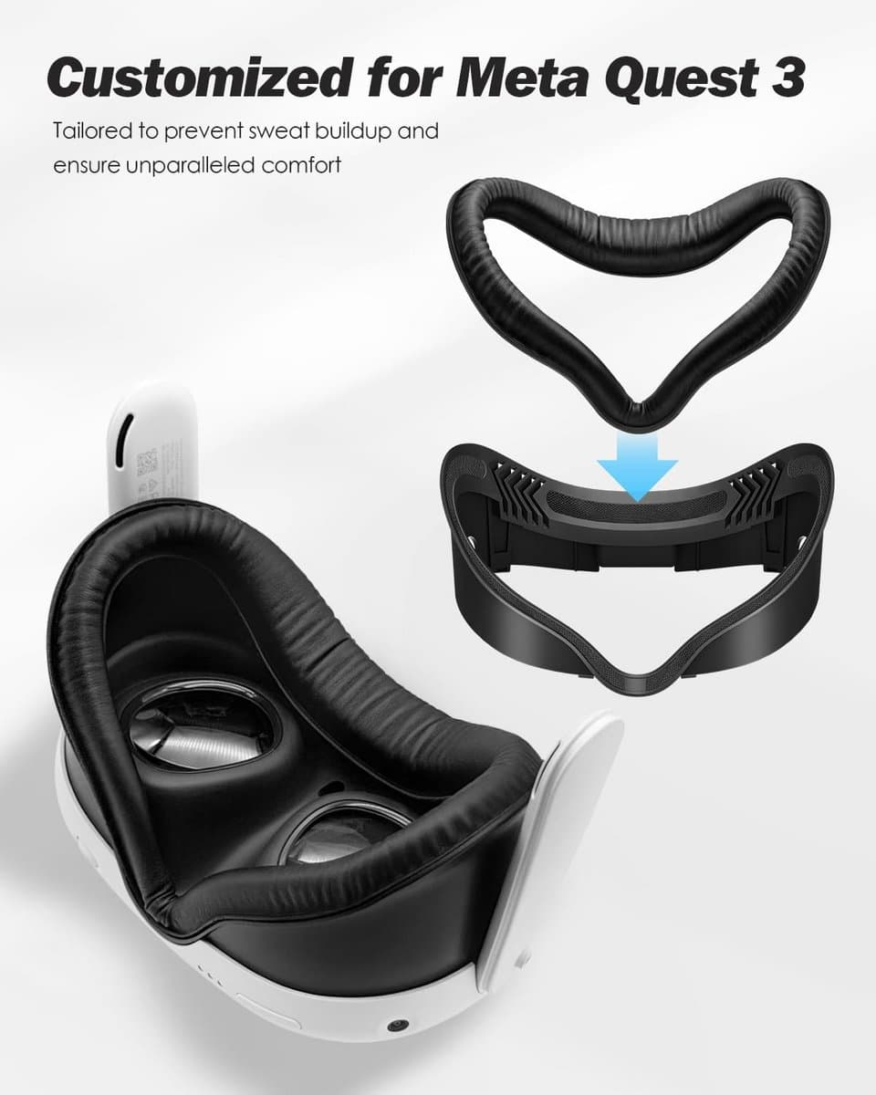 Gezichtsinterface en gezichtsbeschermingspad voor Meta Quest 3 - Comfortabele VR-accessoires thumbnail 6
