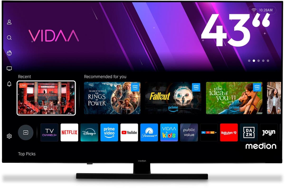 MEDION 108 cm (43 inch) QLED-tv (smart-tv, Dolby Vision HDR, VIDAA Store, Netflix, Prime Video, Disney+, DAZN, Paramount+, DTS X, Dolby Atmos, PVR, Bluetooth, MD 843600) thumbnail 8