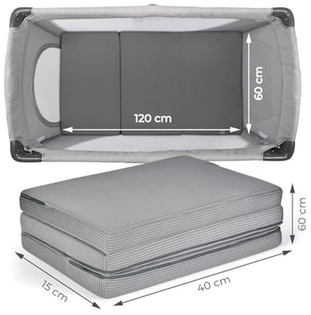 Reiswieg Matras 120x60 cm | Opvouwbaar, Ademend en Antiallergisch | Inclusief Draagtas | Voor Baby's thumbnail 5