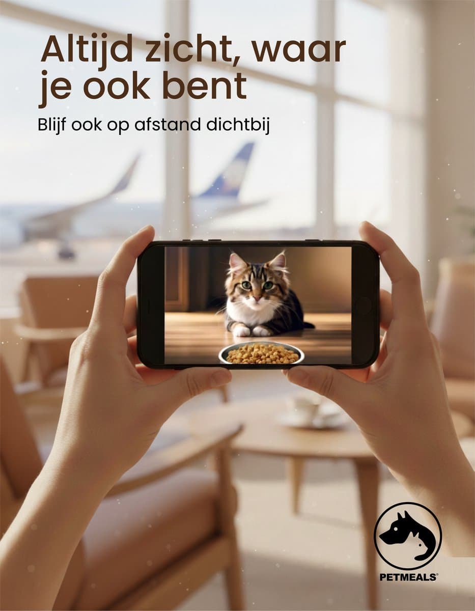 PetMeals® Automatische Voerbak Kat en Hond - Twee Voerbakken - met App en Camera - 6 L - Zwart thumbnail 6