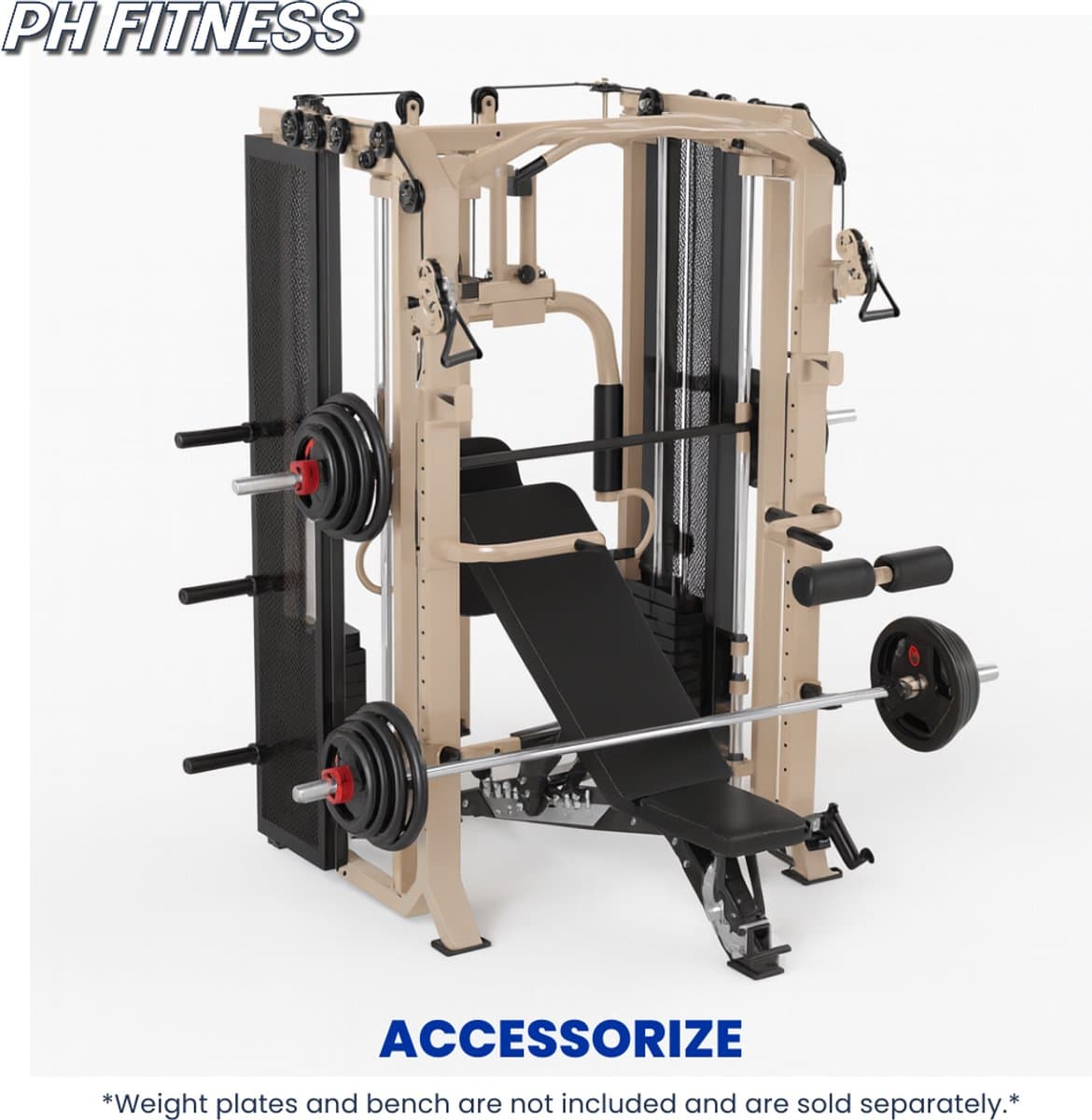 PH Fitness FUSION X Pro Rack – Professioneel Multifunctioneel Power Rack & Smith Machine (0°/7°), Dual Adjustable Cable Trainer 160 kg, Pec Deck, Lat Pulldown & Pull-Up Bar thumbnail 8