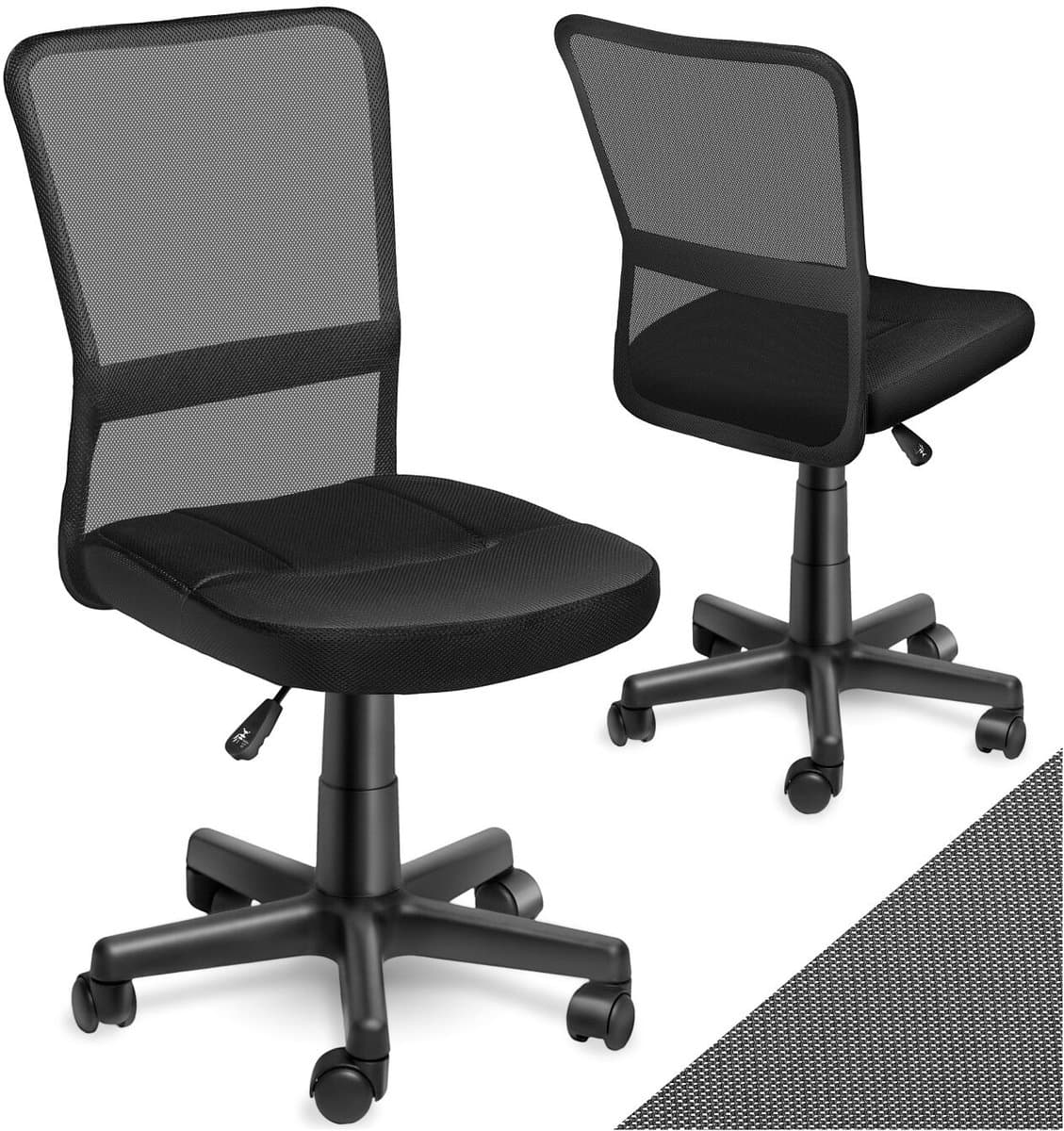 tectake® Ergonomische Bureaustoel - Draaistoel met Wielen, Gamingstoel, Comfortabel Meubilair voor Studeer- en Kinderkamer, PC- en Computerbureau - Zwart