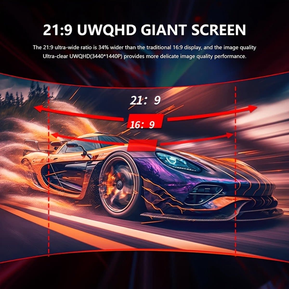 Curved Monitor – Gaming Monitor – UltraWide Monitor – PC Scherm – 34 Inch – QHD+ 3440x1440 Resolutie – 144Hz Verversingssnelheid – HDR 400 Nits thumbnail 8