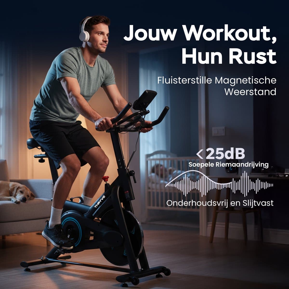Thryve Hometrainer Pro - Stille spinningfiets met Bluetooth