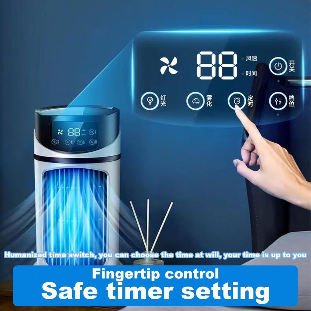 Ventilator - 9,5 inch - Elektrische mistventilator - Torenventilator zonder bladen met 6 snelheden - Met watertank van 300 ml - Badkamer/kantoor - Speciale stille mist - Wit thumbnail 7