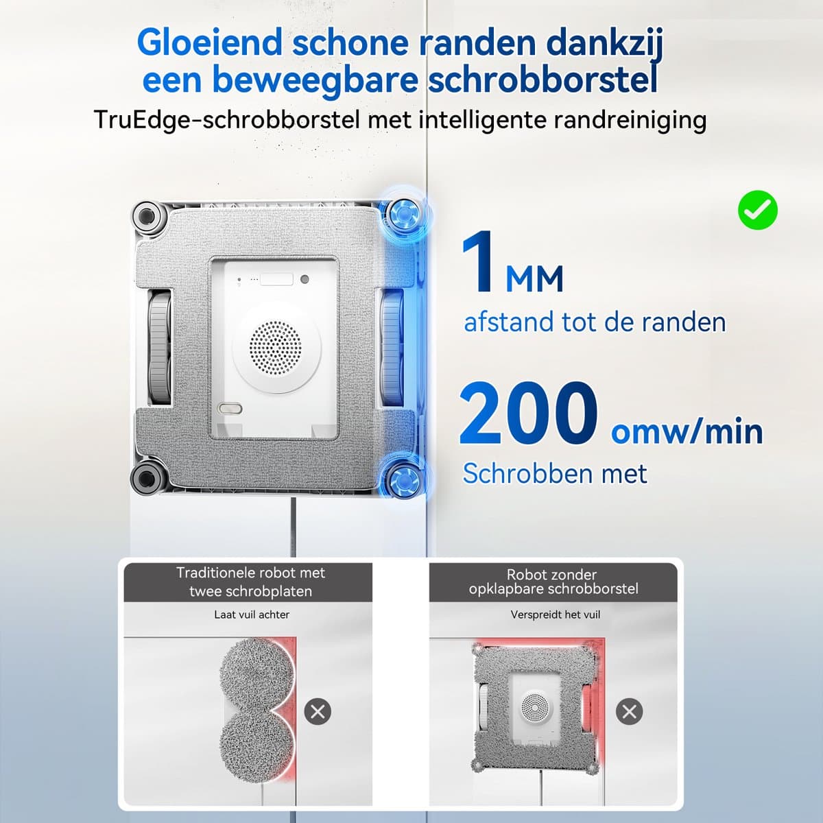 ECOVACS WINBOT W2S Robot Ramenwasser–Ruitenreiniger– Ruitenreinigingsrobot-WIN-SLAM 4.0 -TruEdge randreiniging – 200 rpm schrobber – 8.000 Pa–10 Traps veiligheidssysteem – Voor ramen – Spiegels – Glazen deuren thumbnail 5